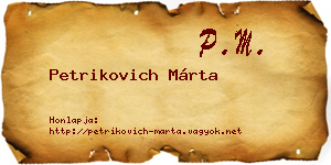 Petrikovich Márta névjegykártya