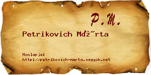 Petrikovich Márta névjegykártya