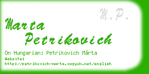 marta petrikovich business card