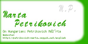 marta petrikovich business card